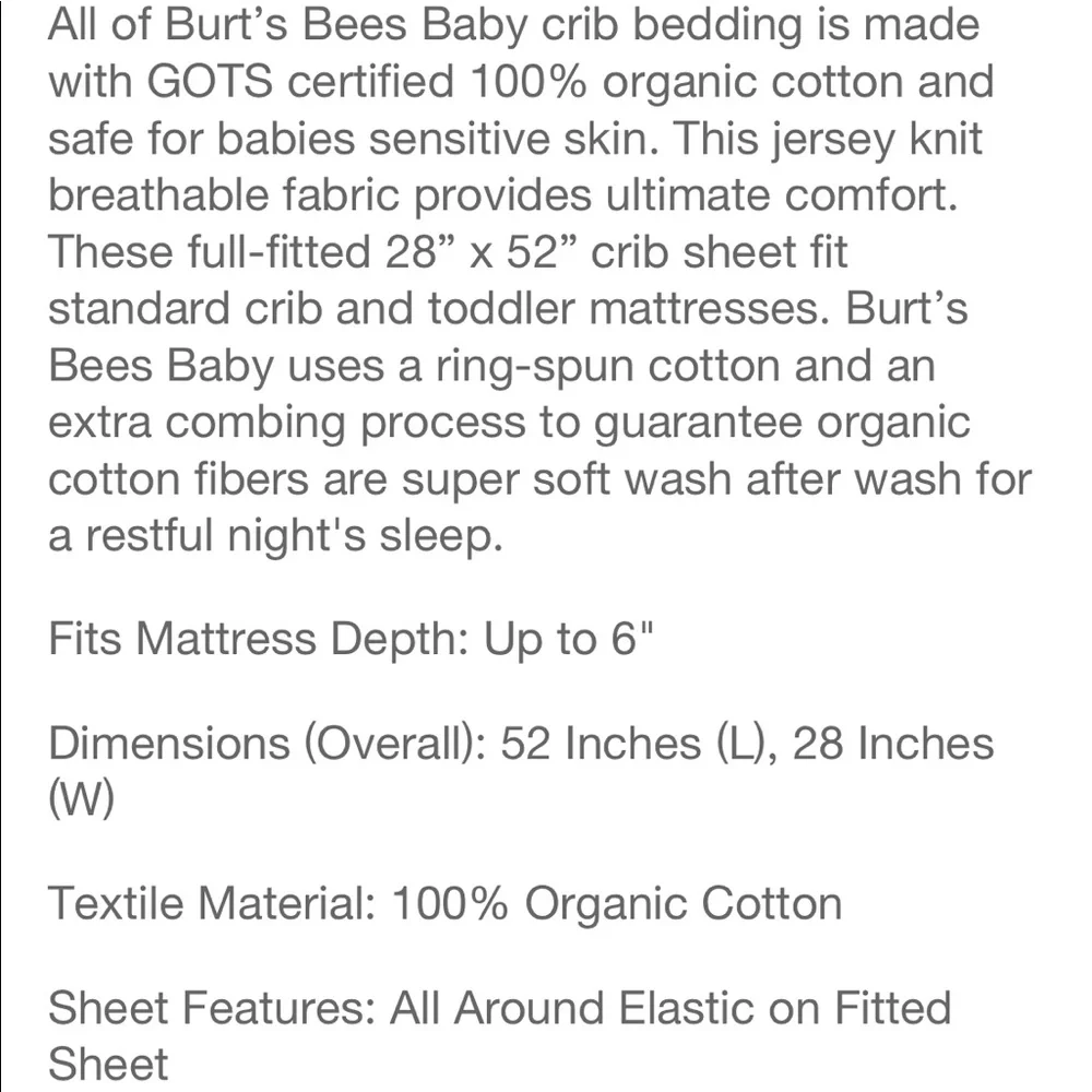 Burt’s bees crib sheet